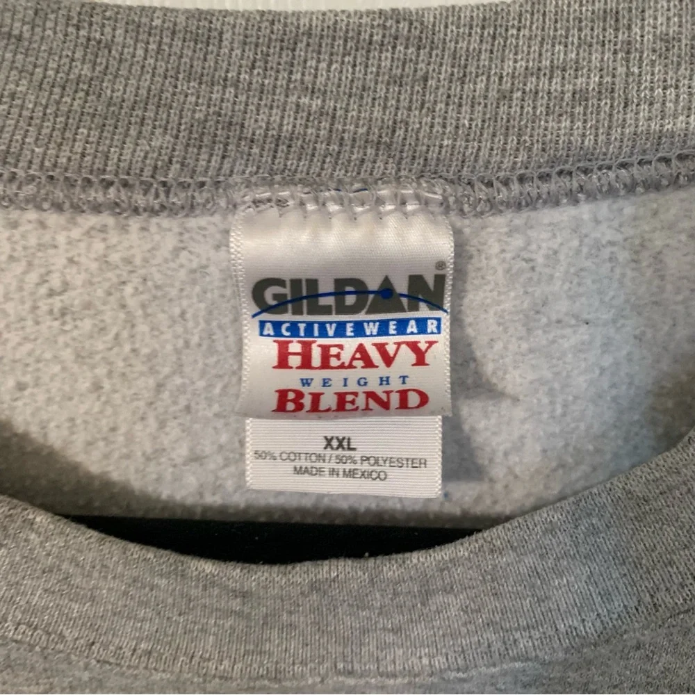 Gildan xxl Gray Crewneck Sweater with Blue Print